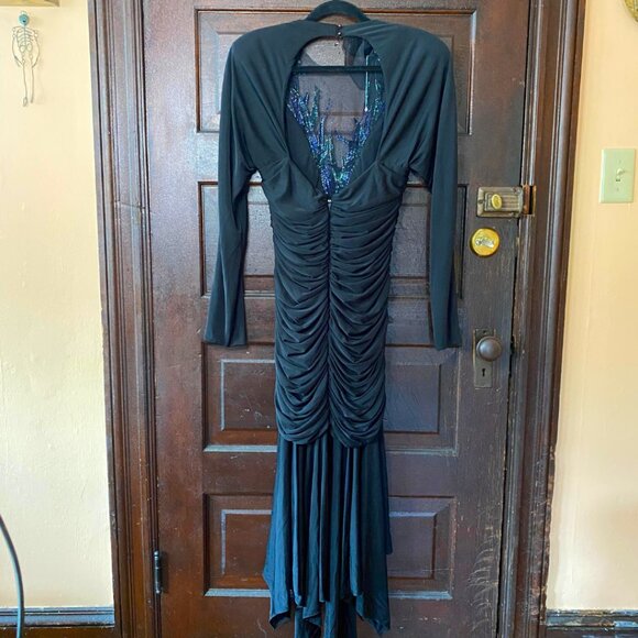 Vintage Casadei 1980s Black Beaded Gown Sz 12 - Picture 2 of 6